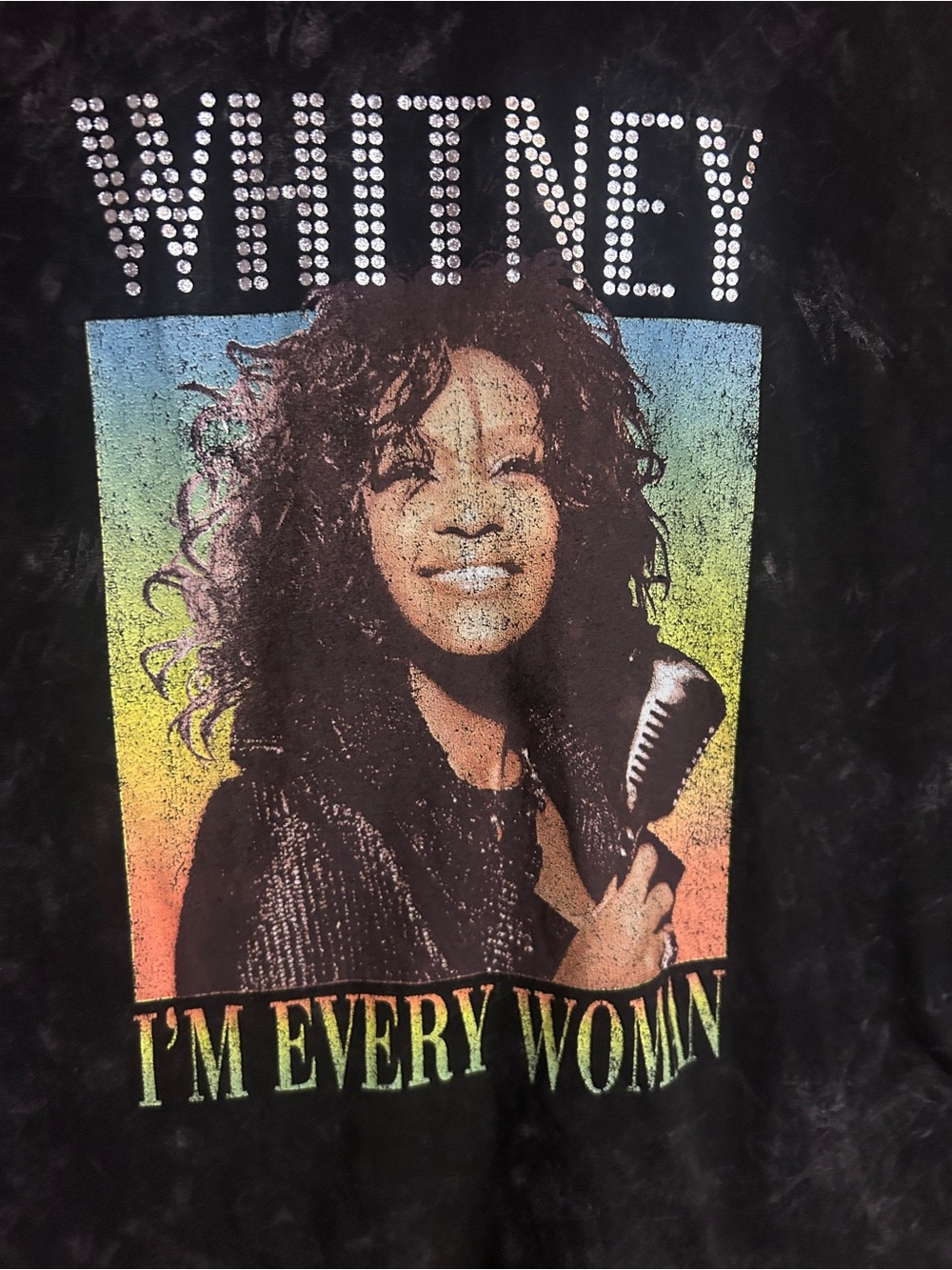 Whitney Graphic Muscle Tee in Black - I'm Every Woman acid washed xl - Picture 3 of 8